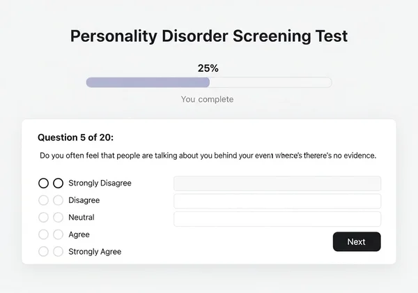Screenshot of an online personality test interface