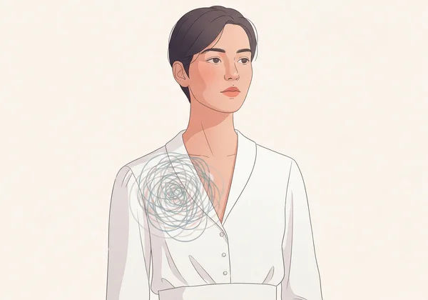 Person with calm exterior, chaotic internal thoughts